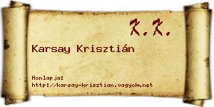 Karsay Krisztián névjegykártya